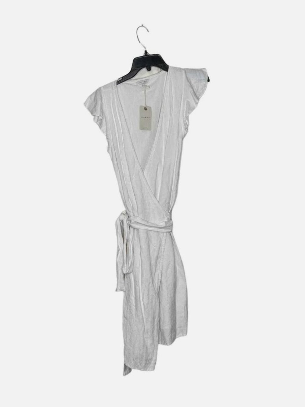 Lucky Brand Wrap Dress Size Small White Linen Blend Side Tie Womens New